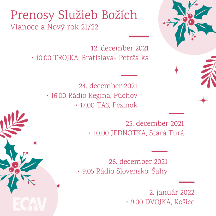 Prenosy služieb Božích v médiách počas Vianoc a Nového roka