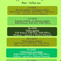 Bohoslužby Pôst - Veľká noc 2025