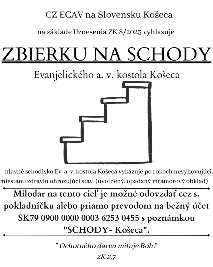 Zbierka na opravu schodov