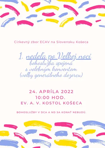 1. nedeľa po Veľkej noci - 24. apríla 2022